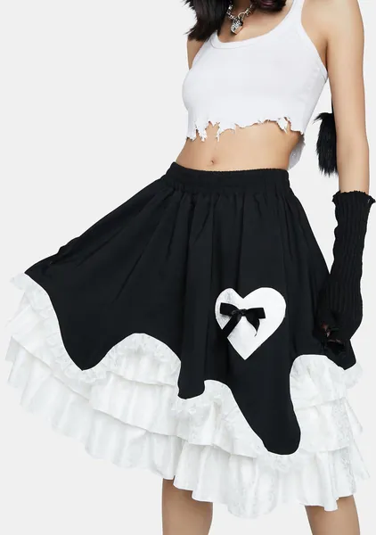 Chocolate Heart Frilly Skirt | Large/X-Large