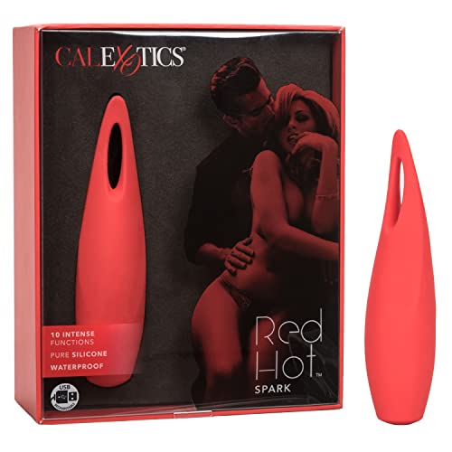 CalExotics Red Hot Flare - 10-Function Waterproof Vibrator – Rechargeable Silicone Compact Teaser Vibe – Adult Sex Massager for Couples - Red - Red Hot Ember