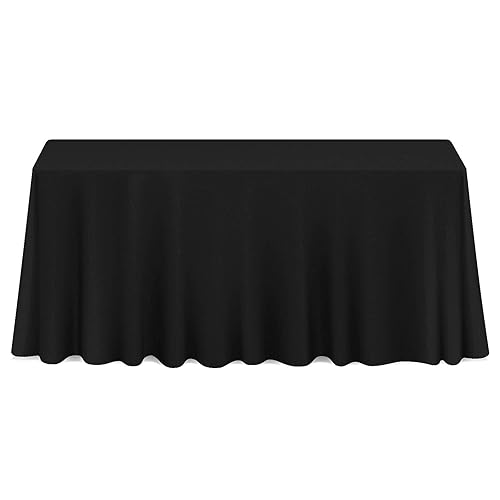 Lann's Linens - 90" x 132" Premium Tablecloth for Wedding/Banquet/Restaurant - Rectangular Polyester Fabric Table Cloth - Black - Black - 90 x 132 inches