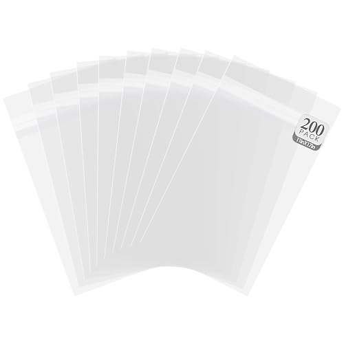 Golden State Art, 11" x 17" Acid-Free Crystal Clear Sleeves Bags, Fits 11x17 Inches Paper, Art Works, Posters- Self Seal (Bag Size: 11-3/7 x 17-1/2 inches|200 Pack) - 11x17