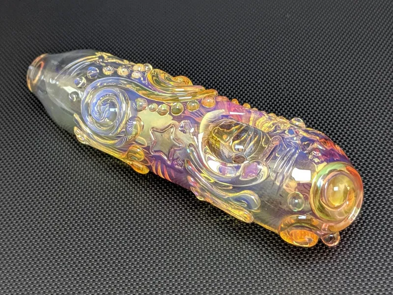 Glass Pipe // Swirls and Stars // Silver and Gold Fuming // Color Changing // Made to Order