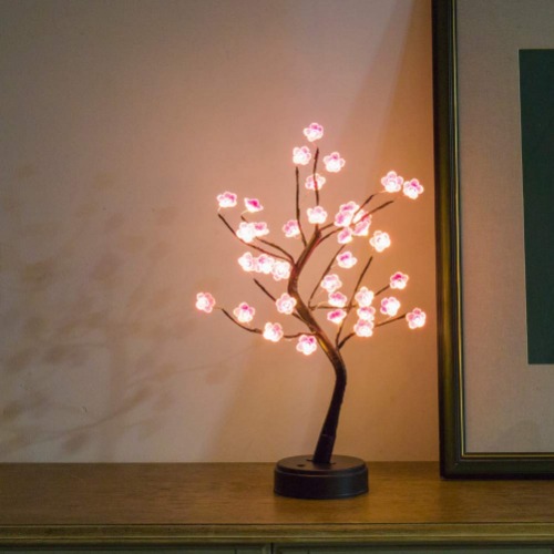 Cherry Blossom Bonsai Tree Light Lamp, 18" Decorative LED Tree Lamp Japanese Decor Battery and USB Plug in Flower Tabletop Lighted Tree Table Lamp Modern Home Decor, Lit Tree Centerpieces Indoor Decor