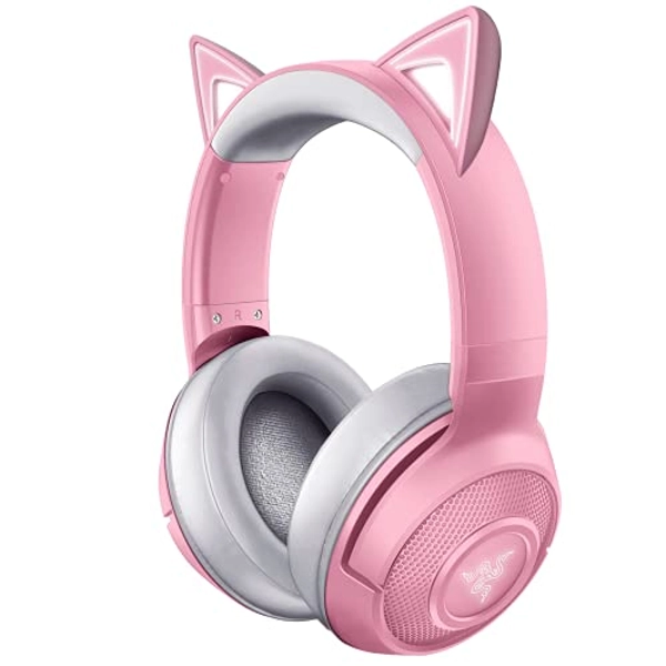 Razer Kraken BT Kitty Edition: Bluetooth 5.0-40ms Low Latency Connection - Custom-Tuned 40mm Drivers - Beamforming Microphone - Powered by Razer Chroma - Quartz Pink