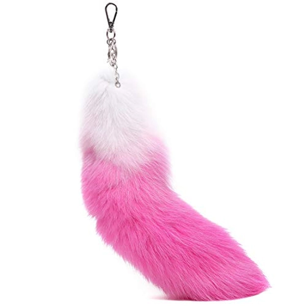 URSFUR Huge Fox Tail Fur Keychain Cosplay Toy Bag Pendant Tassel Key Chain Hook