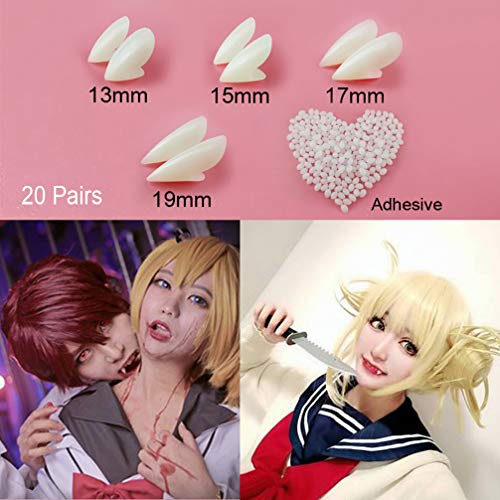 20 Pairs Vampire Teeth Fangs Fake Teeth for Halloween Party Zombie Ghost Devil Cosplay - Include Fangs Adhesive