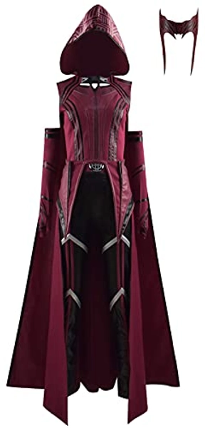 fansheng Womens Wanda Costume Scarlet Witch Costume Cloak Tops Pants Headpiece Full Set Halloween Outfit