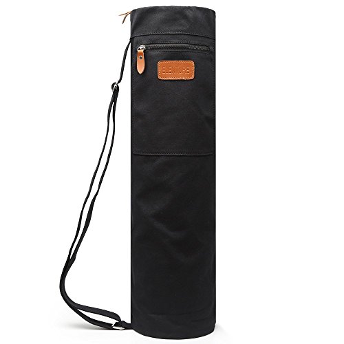 ELENTURE Yoga Mat Bag for Women & Men,Travel Yoga Gym Bag for 1/4" 1/3" Thick Exercise Yoga Mat, Full-Zip Yoga Mat Carrier Bag for Class workout Park with Pockets and Adjustable Strap - Black