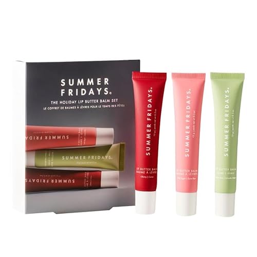 Summer Fridays Limited Edition The Holiday Lip Butter Balm 3 Piece Set - Pink Sugar - Sweet Mint - Cherry - New In Box