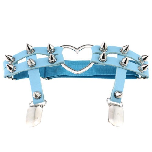 Spiked Heart Garter Belt - Light Blue