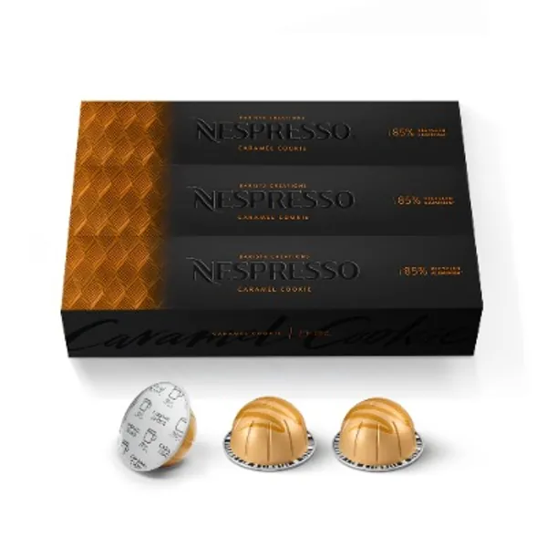 Nespresso Capsules VertuoLine, Caramel Cookie, Mild Roast Coffee, 30 Count Coffee Pods, Brews 7.8 Ounce