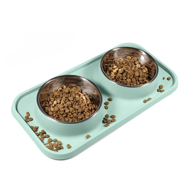 L.D.Dog Cat Bowls for Food and Water with Stand, Cat Food Bowls Non-Spill and Non-Skid, Removable Stainless Steel Bowls for Cats, Small Size Dogs