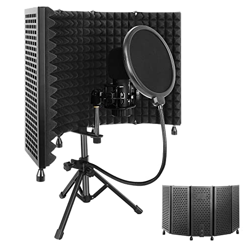 Microphone Isolation Shield with Pop Filter and Tripod Stand