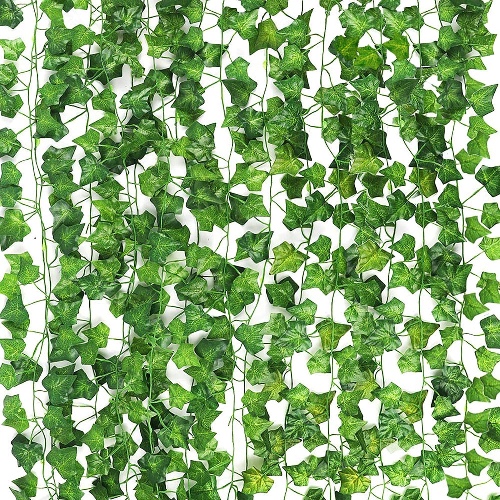 CEWOR 14 Pack 98 Feet Fake Ivy Leaves Artificial Ivy Garland Greenery Garlands Fake Hanging Plant Vine for Bedroom Wall Decor Wedding Party Room Astethic Stuff