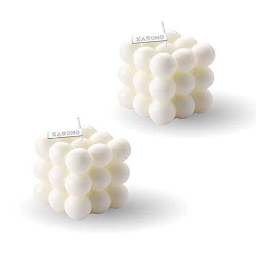 2 Pcs Bubble Candle Bubble Candles Color White Home Decoration Bright Candle Trendy Candles Handmade Cube Candle for Bedroom Bathroom Decorations Aesthetic Abstract Decor Set - 2 White - White