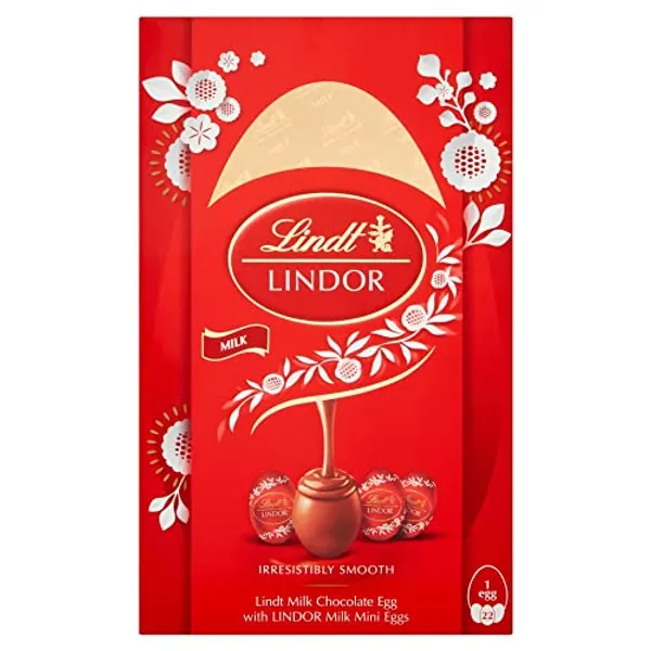 Lindt Lindor Milk Chocolate Easter Egg Medium, 215g - Contains Milk Chocolate Truffles with a Smooth Melting Filling - Easter Gift