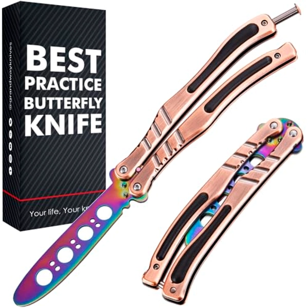 Grand Way Butterfly Knife Butterfly Trainer – Balisong Trainer – Practice Butterfly – Balisong Knives NOT Real NOT Sharp Blade – Dull Trick Butterfly – Butter Fly Training CSGO K01