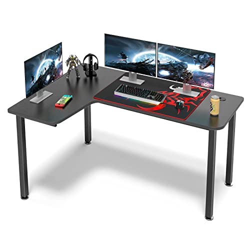 EUREKA ERGONOMIC Gaming Desk L Shaped 155×110cm Corner Desk，Large Computer desk with Cable Management System and Mouse pad, Home Office Desk Black Left - Left