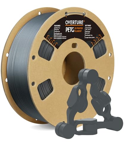 OVERTURE PETG Filament 1.75mm, 3D Printer Filament, 1kg Filament (2.2lbs), Dimensional Accuracy 99% Probability +/- 0.03 mm, Fit Most FDM Printer, Space Gray - Space Gray