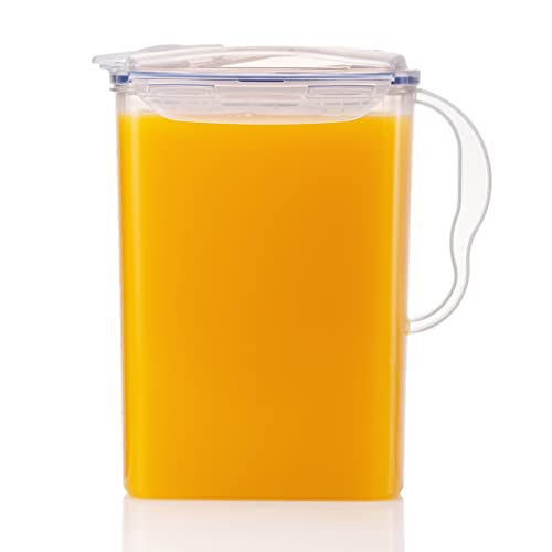 LocknLock Aqua Fridge Door Water Jug with Handle BPA Free Plastic Pitcher with Flip Top Lid Perfect for Making Teas and Juices, 3 Quarts, Clear - 3 QT - Clear