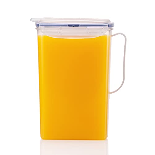 LocknLock Aqua Fridge Door Water Jug with Handle BPA Free Plastic Pitcher with Flip Top Lid Perfect for Making Teas and Juices, 2 Quarts, Clear - 64 Ounces - Clear