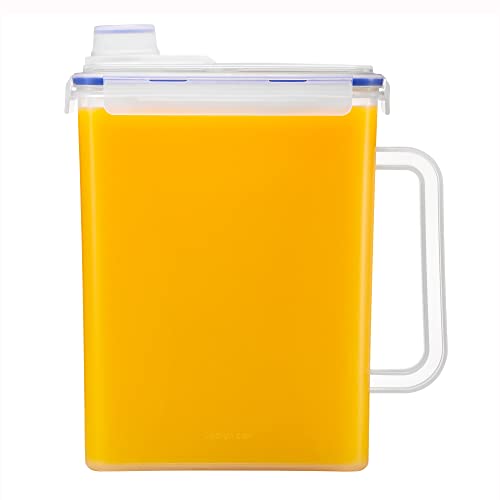 LocknLock Aqua Fridge Door Water Jug with Handle BPA Free Plastic Pitcher with Screw Top Lid Perfect for Making Teas and Juices, 1 Gallon, Clear - 1 GAL - Clear