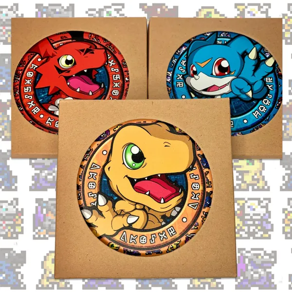 Monsters Adventures Ceramic Coaster, Digimon Tamers, Agumon, Veemon, Guilmon, Vital Bracelet, Digivice VPET, Coffee Tea Coaster, Anime Gifts