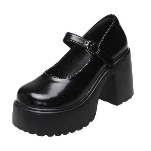 Classic Mary Jane Platform Shoes - Black / 9