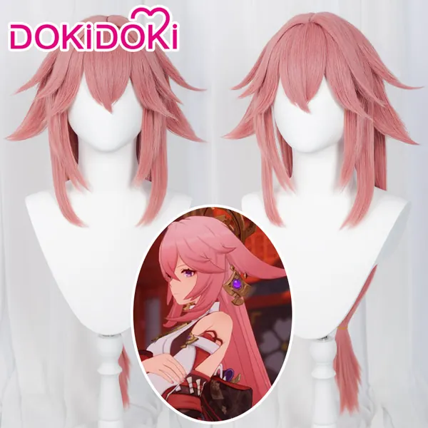 DokiDoki Game Genshin Impact Yae Miko Cosplay Wig Dark Pink | Yae Miko-presale