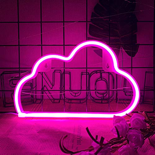 Pink Cloud Neon Signs Decorative LED Cloud Neon Light Pink Battery Neon Sleeping Cloud Neon Night Light Cute Marquee Signs Wall Art Decor for Baby Girl Bedroom Wedding Decoration - pink