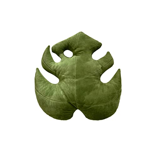 Green Philosophy Co. Plush Monstera Deliciosa Mossy Earth Leaf Shaped Throw Pillows for Couch Sofa Living Room Home Decor Gift for Plant Lovers and Friends Leaves Decoration Cushion Bedroom - Monstera Deliciosa Mossy Earth