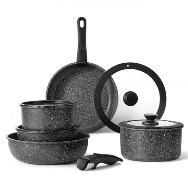 11pcs Pots and Pans Set, Nonstick Cookware Set Detachable Handle