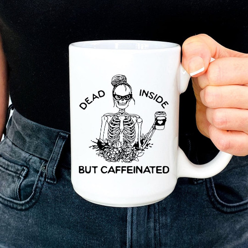 Dead Inside But Caffeinated Mug - White / One Size