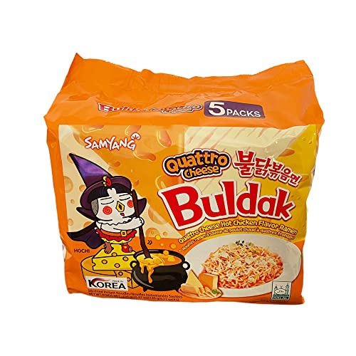 New Samyang Buldak Quattro Cheese Hot Chicken Flavor Ramen Pack of 5 (145g x5)