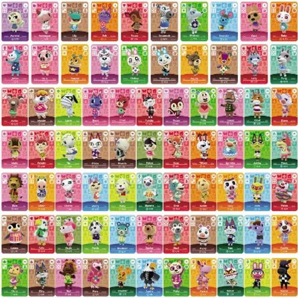 TPLGO 75 Pcs ACNH NFC Tag Mini Game Rare Character Villager Cards for Animal Crossing New Horizons Amiibo Cards, Game Cards Series 1-4 for Switch/Switch Lite/Wii U/New 3DS with Storage Case