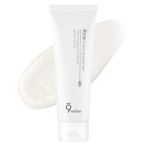 9 wishes Rice Foaming Cleanser 4.0Fl. Oz, 120ml (1 Pack) Non-Drying Mineral Face Cleansing - Gentle Exfoliator without Irritation - Rice Bran Extract and Rice Powder - Korean face wash - 1 Pack