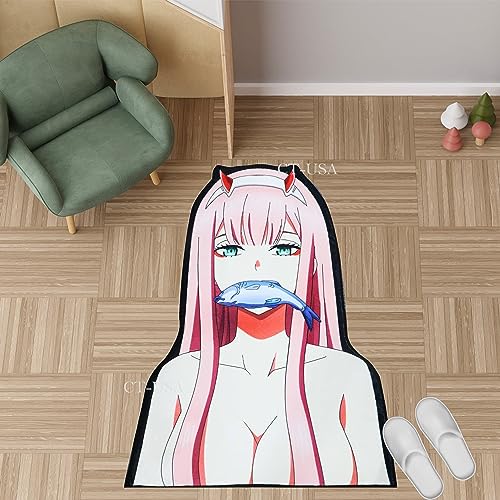 Darling in The Franxx Anime Rug,Anime Area Rug Cartoon Shape Carpet Soft and Non-Slip Zero Two Carpet Rugs Small Rugs for Best Decor for Bedroom Living Room - Z02-2
