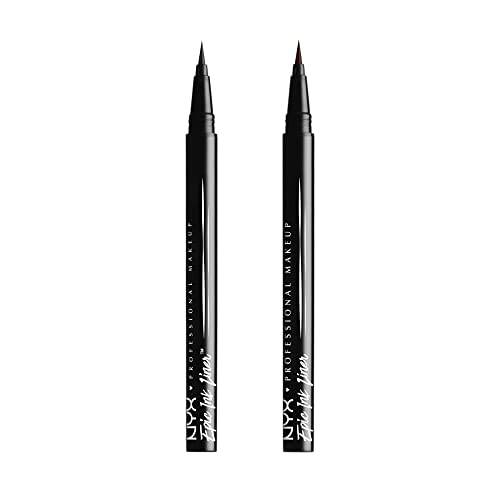 NYX PROFESSIONAL MAKEUP Epic Ink Liner, Waterproof Liquid Eyeliner - Black (Pack Of 2), Vegan Formula - Black - 2 Count (Pack of 1)
