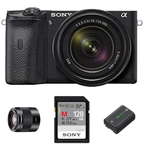 Sony Alpha 6600 APS-C Mirrorless Camera with Sony 18-135mm f/3.5-5.6 Zoom Lens + Portrait Creator kit including: FE 55mm F1.8 ZA Lens, Memory Card and Rechargable Battery Pack - ILCE6600MB.CEC - ILCE6600MB.CEC + Portrait Creator kit