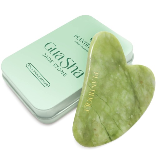 Gua Sha Jade Stone Tool for Face by Plantifique - Anti Aging Massage Tool - GuaSha Tool for Face - Facial Skin Care Products - Face Massager for Your Skincare Routine