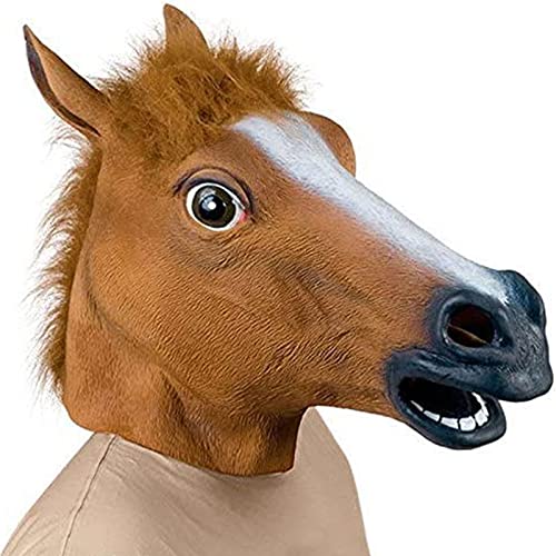 Halloween Mask Horse Head Mask Deluxe Novelty Halloween Costume Party Latex Animal Head Mask - Brown Horse