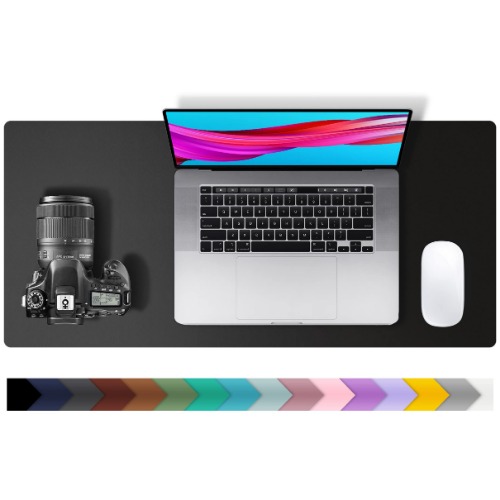 Leather Desk Pad Protector,Mouse Pad,Office Desk Mat,Non-Slip PU Leather Desk Blotter,Laptop Desk Pad,Waterproof Desk Writing Pad for Office and Home (Black,23.6" x 13.7") - 23.6" x 13.7" Black