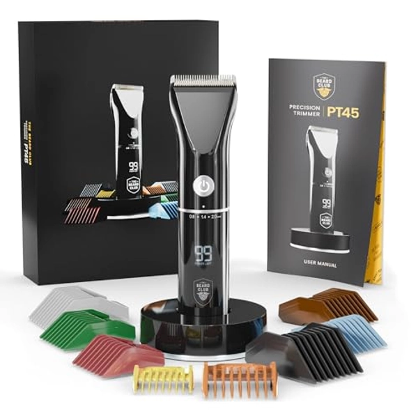 Beard Club Beard Trimmer for Men - Electric Cordless Rechargeable Beard & Hair Trimmer - High Power 7000 RPM - 8 Color Guides 45 Unique Trim Lengths - Travel Lock