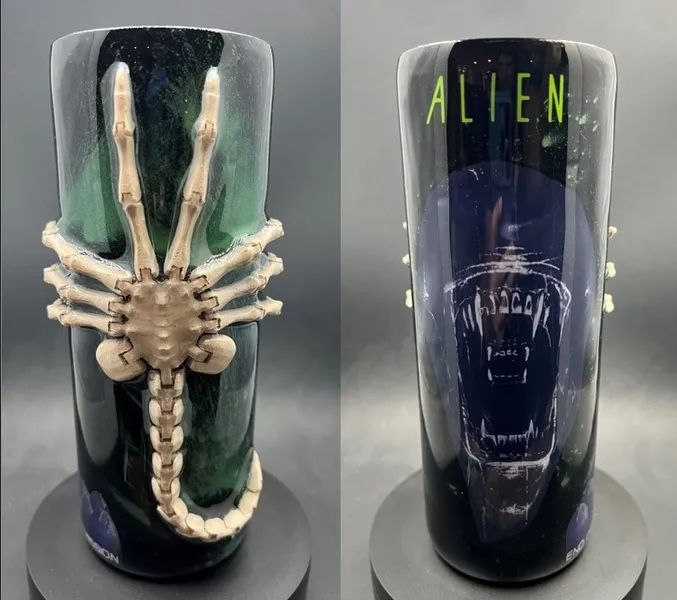 Alien Film Franchise Inspired Tumbler with 3D Face Hugger