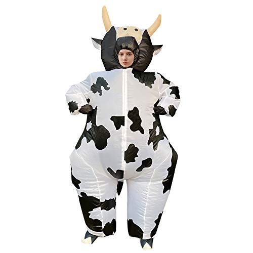 Arokibui Inflatable Cow Costume for Women Funny Animal Blow up Costume for Halloween Cosplay Party Festival Unisex Costume - White