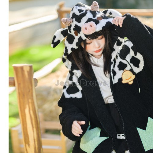 Fluffy Cow Zip Up Hoodie