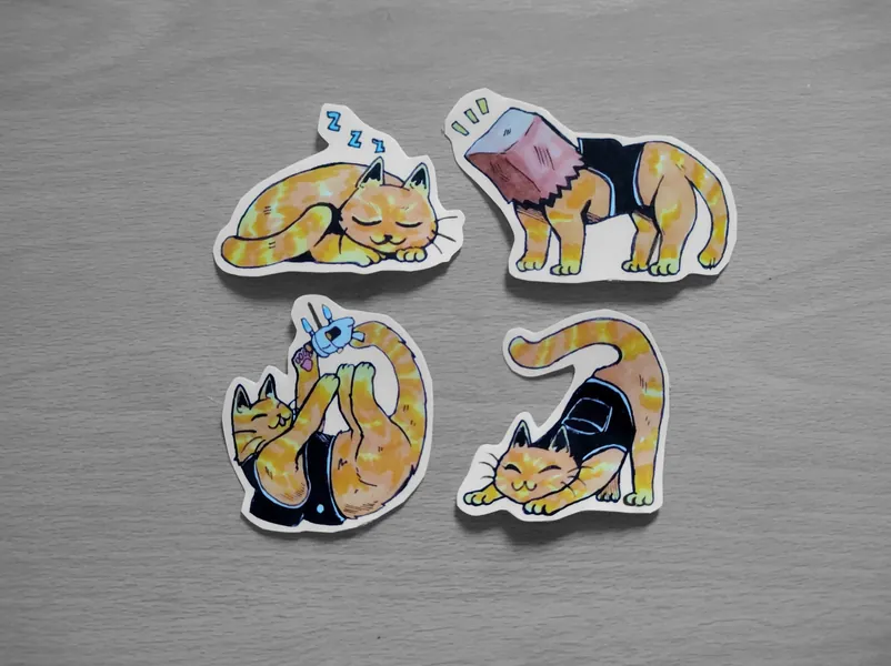 Stray stickers, cute cat stickers, stray video game stickers