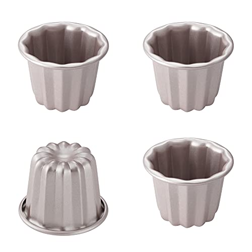 CHEFMADE Mini Canele Mold Cake Pan, 20-Cavity Non-Stick Mini Canele Muffin Bakeware Cupcake Pan for Oven Baking (Champagne Gold) - Canele 4Pcs
