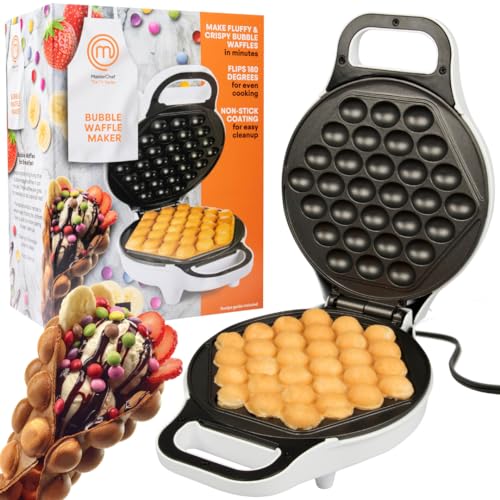 MasterChef Bubble Waffle Maker- Electric Non stick Hong Kong Egg Waffler Iron Griddle- Ready in under 5 Minutes