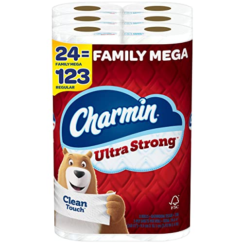 Charmin Ultra Strong Clean Touch Toilet Paper, 24 Family Mega Rolls = 123 Regular Rolls - 24 roll pack (pack of 1)