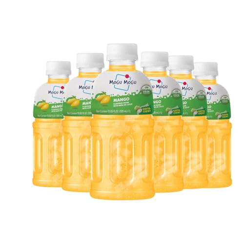 Mogu Mogu drink mango juices (6 Bottles) Drinks for kids made with nata de coco (coconut jelly) Fun chewable juice boxes. Juice bottles made for adults and kids ready to drink juices.